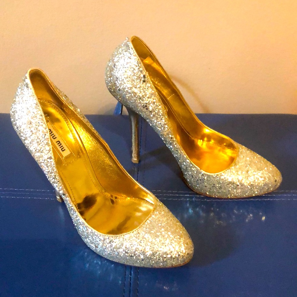 Miu miu shoes silver gold color size 8 -vintage